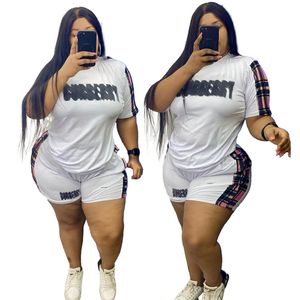 Mujeres blancas talla grande set de dos piezas Diseñador de manga corta ropa deportiva ropa casual de jogging barco gratis