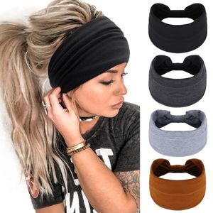 Femmes large bandeau couleur Couleur des hommes sport courir la tête de la tête de transpiration élastique bandage de coton bandage turban yoga bands