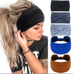 Femmes large bandeau coton élastique bandeau de cheveux Yoga bandeau hommes en plein air en cours d'exécution bandeau de cheveux Turban gymnase Sport Fitness bandeau de tête