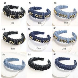 Vrouwen brede jean stof haar bands sieraden 9 stijlen mode creatieve spons denim hoofdband haar hoepel hoofddeksels voor meisjes DHL snel schip