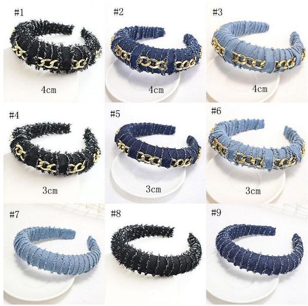 Femmes Large Jean Tissu Bandes De Cheveux Bijoux 9 Styles Mode Créative Éponge Denim Bandeau Cheveux Cerceau Chapeaux pour Filles DHL bateau rapide