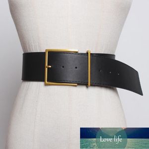 Cinturón de cintura ancha para mujer, cinturones negros con hebilla de pin grande Vintage para jeans, correa de piel sintética marrón, cinturones de vestir para mujer