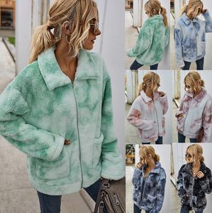 Femmes vêtements d'hiver polaire doublé Tie-dye manteau pulls pull Cardigan vêtements mode fille vêtements d'extérieur à manches longues dessus chaud WMQ1114