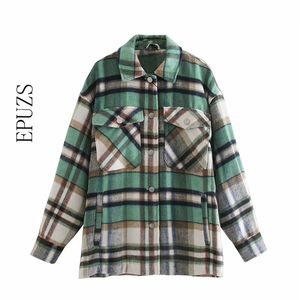 Dames Winterjas Mode Groene Plaidjas Casual Jassen Streetwear Dikke Oversized Vrouwelijke Uitloper 210521