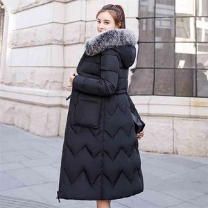 Dames winterjas vrouwelijke beide kanten kunnen versleten jas lange parka hooded bontkraag gevoerde dikke slanke jassen parka's 210819