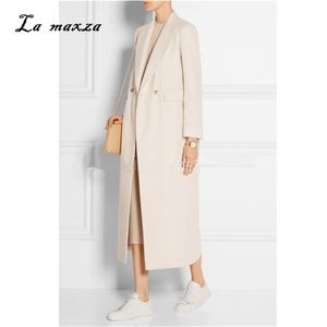 Femmes Manteau D'hiver Laine Vintage Vêtements Élégants OL Mode Outwear Long Manteau Blanc 201215