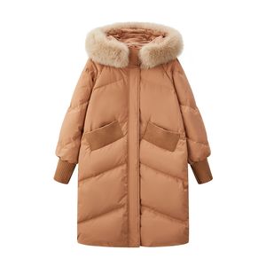 Femmes manteaux d'hiver doudoune parka à capuche coupe-vent vestes chaud pardessus col en fourrure de renard surdimensionné 3xl 4xl 5xl