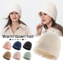 Mulheres inverno para baixo chapéu cheio gorros ao ar livre balde quente leve à prova de vento earflap balaclava esqui caminhadas boné 240111