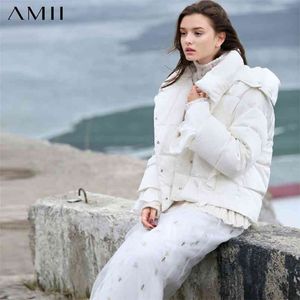 Dames Winter Duck Down Jas Causal Solid White Patchwork Dikke Korte Jacket met capuchon 11840225 210527