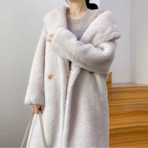 Vrouwen Winter Nepbont Warme Lange Teddy Jas Lange Mouw Vrouwelijke Dikke Teddybeer Jas Casual Losse Oversize Outwears 210222