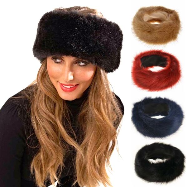 Chapeaux de bandeau en fausse fourrure pour femmes, couvre-oreilles épais et chauds en peluche, casquettes supérieures vides, mode dames, chapeaux de Ski en plein air, hiver