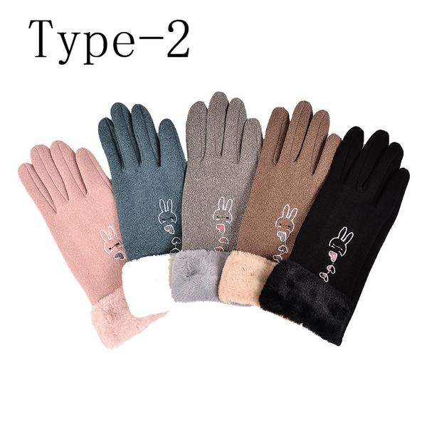 Guantes de invierno para mujer Pantalla táctil cálida Guante de piel negra Mitones de dedo completo Guantes de conducción a prueba de viento Guantes femeninos