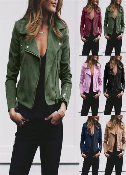 Chaqueta de invierno para mujer Chaqueta de cuero para mujer 2019 Moda Women039s Señoras Retro Remache Cremallera Hasta Chaqueta de bombardero Abrigo casual Outwear9287202