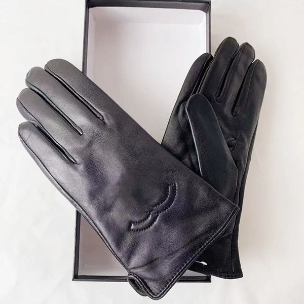 Gants d'hiver en cuir pour femmes, mitaines à écran tactile à la mode pour hommes, cyclisme avec peluche chaude et isolée du bout des doigts en peau de mouton, gants de luxe G5