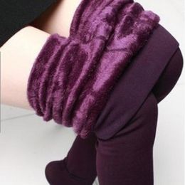 Femmes Leggings d'hiver leggins chauds hautes couleurs de couleur solide velours femmes leggings de velours épaissis