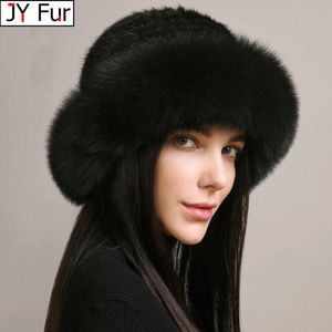 Femmes hiver luxe tricoté réel vison fourrure Bomber chapeau naturel chaud fourrure de renard casquette filles qualité doux 100% véritable vison fourrure chapeaux 240127