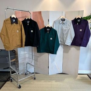 Mujeres Invierno Hombres Abrigo de lona Chaquetas con cremallera Chaqueta de diseñador Carhart Vintage Polo Collar Ropa de trabajo Hombres de gran tamaño Rompevientos informal