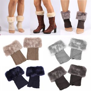 Femmes hivernales en peluche à couverture de jambe en tricot pointes pointes en fourrure tricot au crochet toppers trimks chaussettes de jambe chaussettes bottes couvertures
