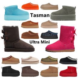 Femmes hiver Tasman pantoufles Ultra Mini bottes Tazz sur les bottines au genou plate-forme classique femmes hommes châtaigne sable noir moutarde cheville daim garder au chaud botte de neige