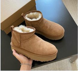 Dames Winter Ultra Mini Boot Designer Australian Platform Boots For Men Real Leather Warm enkelbont laarsjes Luxe schoen Tingry