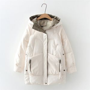 Dames Winter Dikke Hooded Down Jacket Katoen Lange Warm gewatteerde Parka voor Dames Plus Size 2XL Winterjas 210819