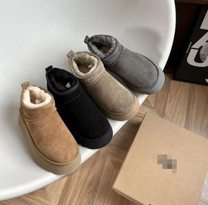 Femmes hiver Ultra Mini Boot Designer bottes à plate-forme australienne pour hommes en cuir véritable chaud cheville fourrure chaussons luxueux chaussure ugglike