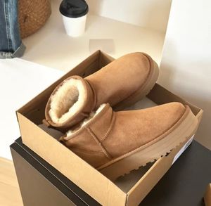 Dames Winter Ultra Mini Boot Designer Australische platformlaarzen voor heren Echt leer Warm enkelbont Booties Luxe schoen 01