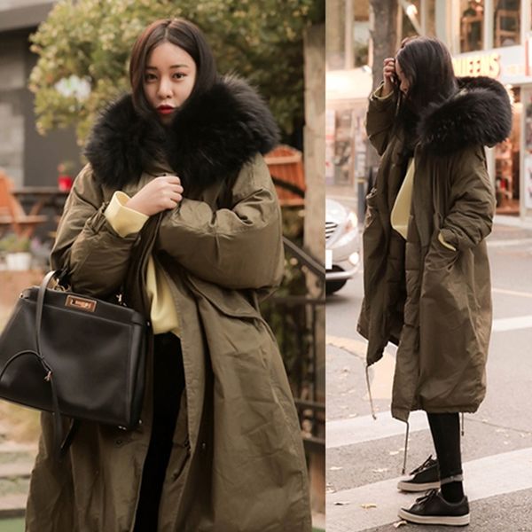 Femmes hiver hiver manteau à capuche Streetwear Sustans Army Green Outwear Jacket Long Mujer Parkas Vêtements pour femmes 201027