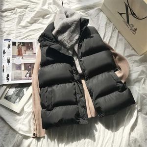 Women Winter Warm Cotton Padded Puffer Vests Sleeveless Parkas Jacket 211220