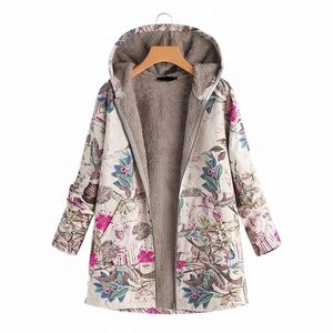 Femmes hiver chaud veste à capuche florale 2022 Fr imprimer à capuche manteaux vintage hiver veste rembourrée femmes Parkas M2AB #