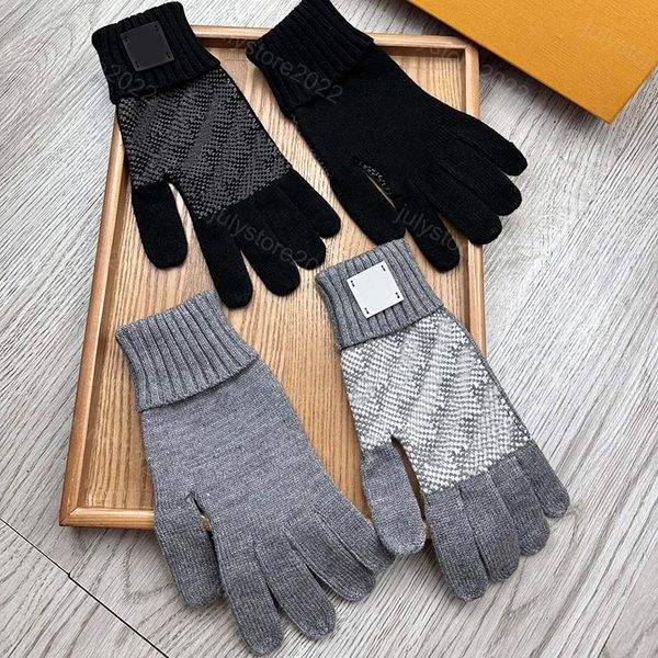 Gants d'hiver en laine pour femmes et hommes, écran tactile en peluche pour le cyclisme, avec gants chauds en tricot au bout des doigts en peau de mouton, à carreaux, noir, gris, taille L, accessoires