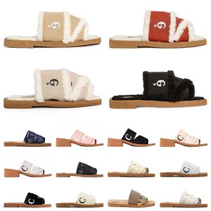 Chloe Woody Mules Sandales plates Célèbre Designer Femmes Diapositives Femmes Woody Pantoufles Toile Pantoufles Blanc Chloee Sail Femmes 【code ：L】 Air Plage Pantoufle Chaussures