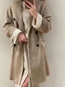 Vrouwen wollen brunello herfst en winter cucinelli dubbele borde kasjmier jas jas met lange mouwen v.