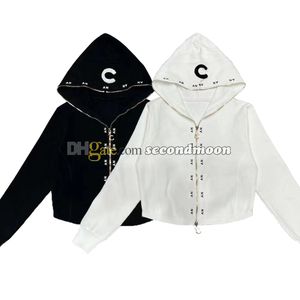 Suéter cárdigan de lana para mujer, sudadera de punto con cremallera completa, prendas de vestir exteriores cálidas con capucha, cárdigans blancos y negros