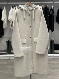 Vrouwen wollen jassen Brunello herfst en winter Cucinelli lange stijl grijs kasjmier kapsel met kap