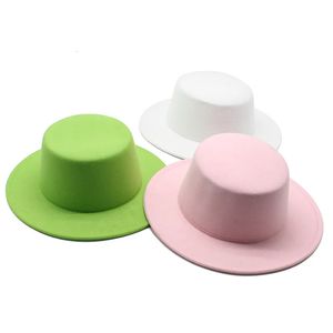 Vrouwen wollen vilt hoeden witte brede rand fedoras voor bruiloftsfeest kerk varkensvlees taart fedora hoed floppy derby triby base 240410