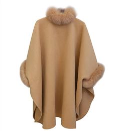 Mujeres Capa de lana Cape Fashion Fur Coats for Women Women Winter Loose Sweater Cardigan Bat Sleit Coat Cape Poncho Overcoat4339849