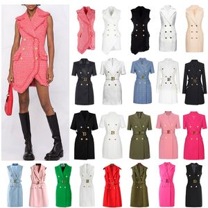 Vestidos de trabajo para mujer Ropa de diseñador de lujo Moda elegante traje de oficina chaqueta falda con hebillas grandes cinturón traje de negocios S-XXXL EIB3