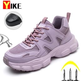 Femmes Travail Sécurité Chaussures Antipuncture Steel Sneakers de travail Boots indestructibles Léger 240510
