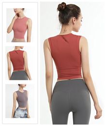 LL Vrouwen Workout Crop Top Naadloze Shirt Atletische Yoga Kleding Fitness Strakke Tee Gym Cropped Tank Tops -Hoge kwaliteit versie