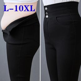 Femmes entraînement Push Up Leggings grande taille 8XL 9XL 10XL Legging mince taille haute jegging bouton crayon pantalon Mujer pantalon Long 240201