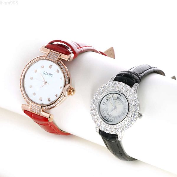 Montre-bracelet avec lunette pour femmes, Vvs Moissanite, réglage de diamant, mode Quartz Cvd, montre cultivée en laboratoire