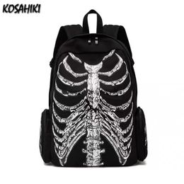 Femmes Y2K esthétique Gothic Black Sac à dos HARAJUKU PUNK Sacs de crâne tendance Men Personnalité Fashion Vintage École Vintage Japonais 231221