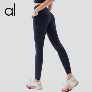 Mujeres Alinear Leggings Leggings laterales pantalones cortos de bolsillo de empuje de la cintura lateral de bolsillo sin costura