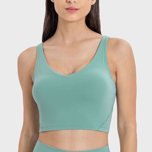 Femme Yoga Bra L-109 Sports Vest Fitness Tops Sexy Underwear Tanks Couleur Solide Shirts avec tasses amovibles Chars Crop Sports Crop Tanks