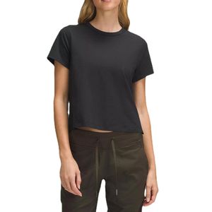 Dames Yoga Katoenmix Cropped T-shirts Hardlooptop Sneldrogend Korte mouw Ademend Sport Hardlopen en buitensporten en fitnesskleding