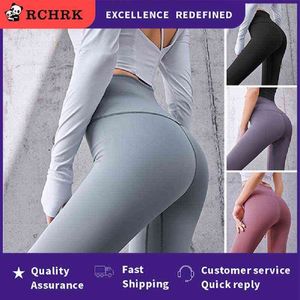 Leggaciones de yoga de mujeres sin costura cintura alta con pantalones de chándal ajustados para el entrenamiento de la ropa de fitness transpirable pantalones femeninos H1221