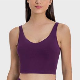 Femmes Yoga Tenues BRA L-109 Sports Vest Fitness Tops Sexe Sous-Wear Tanks Couleur Couleur Solite Lady avec des tasses de sports de yoga amovibles