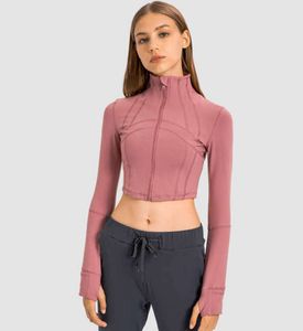 Dames Yoga-outfits L-08 Cropped Workout Sportjas Fitnessjassen Sneldrogend Hoge kwaliteit Activewear Top Effen Rits Alle soorten mode