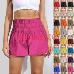 Femeninos de yoga atuendos de pantalones cortos aceleran los pantalones cortos de cintura corta de alta altura Set para mujeres secando la ropa suelta de la ropa trasera de la cremallera de bolsillo luss